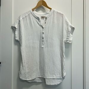 Faherty Dream Cotton Gauze Desmond Top Medium
